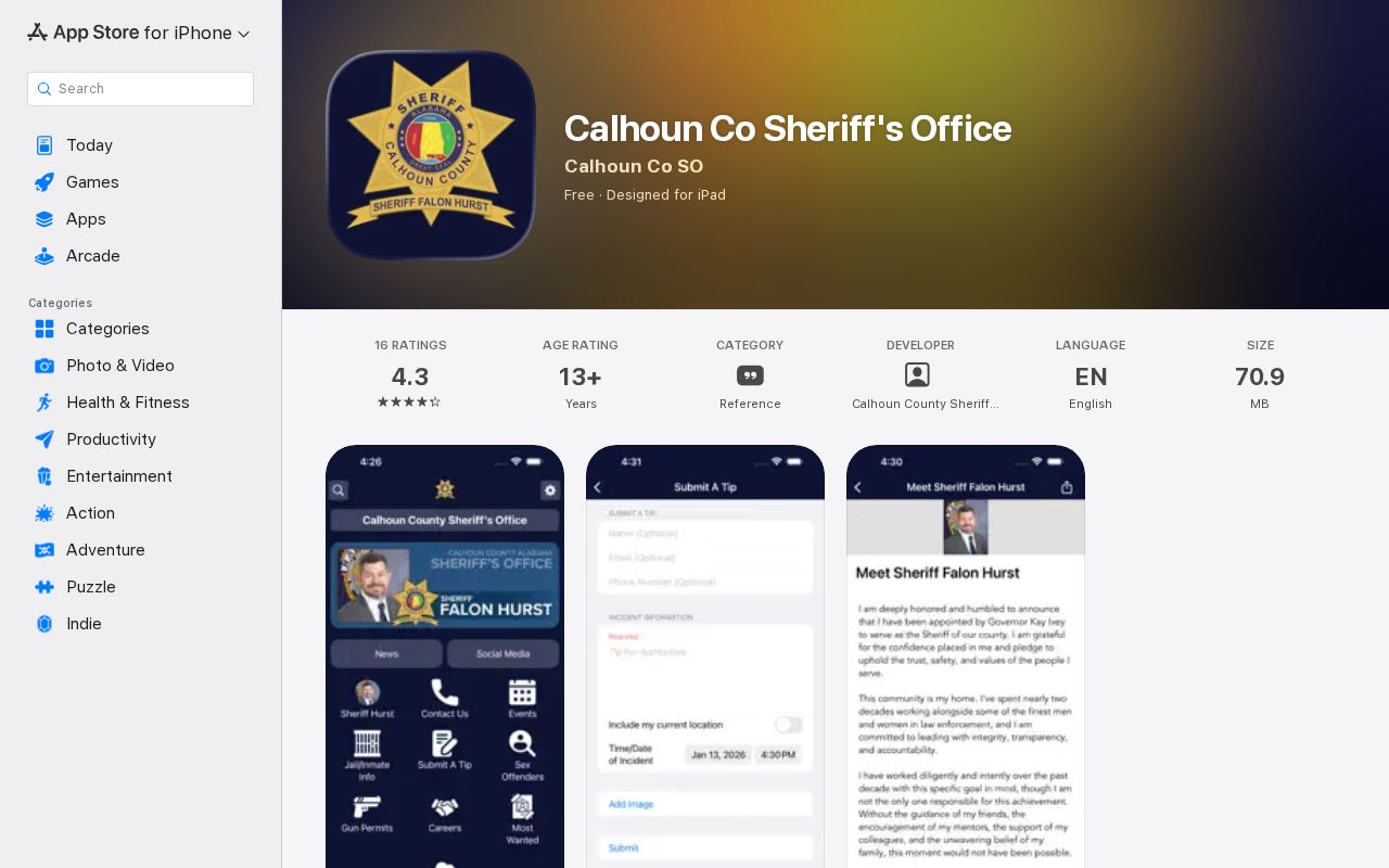 Calhoun County release mugshot sheriff app source